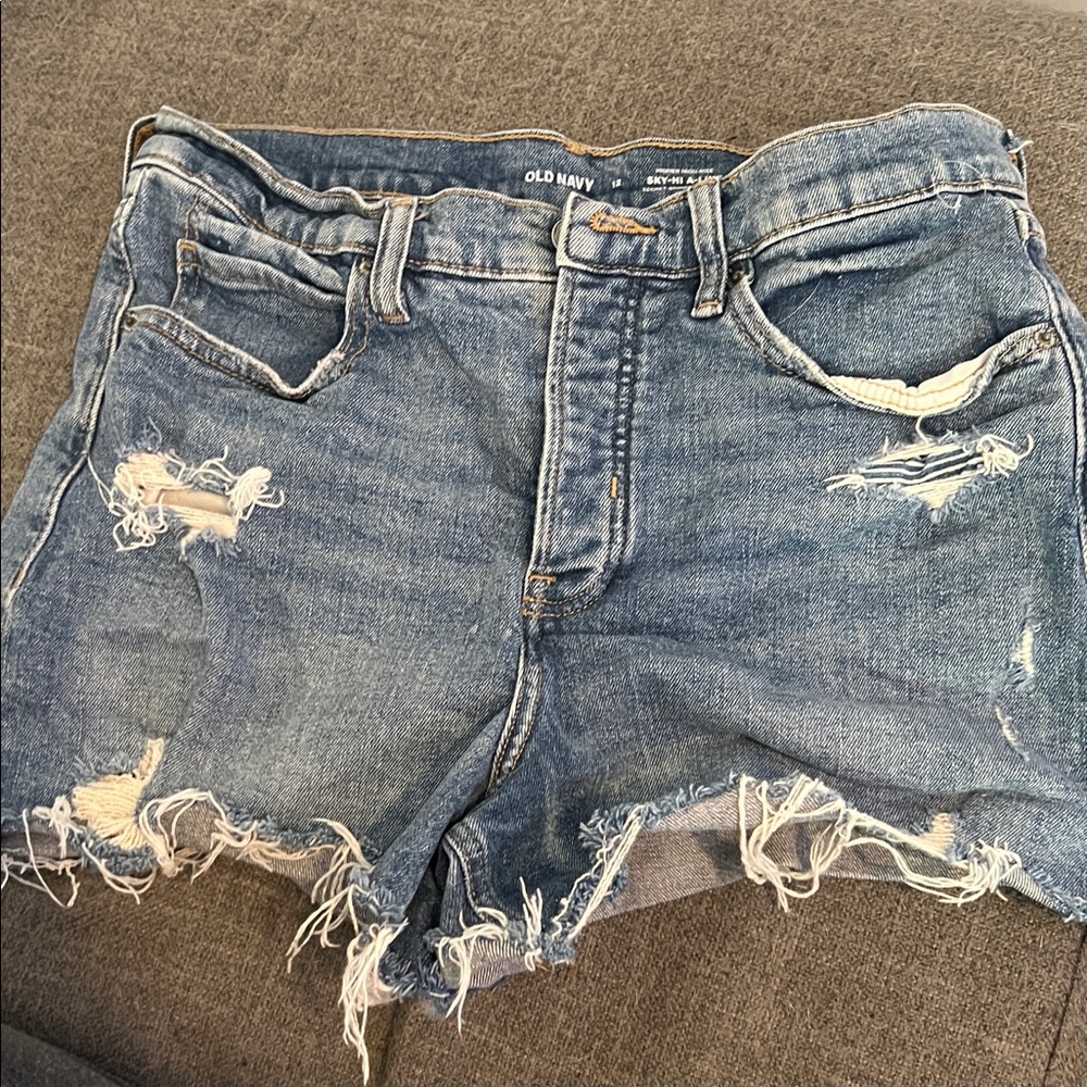 Old Navy Women's Light Blue Ripped Jean Shorts